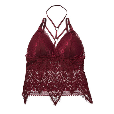 

WEIXINBUY Women Lace Beauty Strap Sexy Chest Pad Summer Crop Tops Sexy Gathered Push Up Women Camisole Tank Tops F2