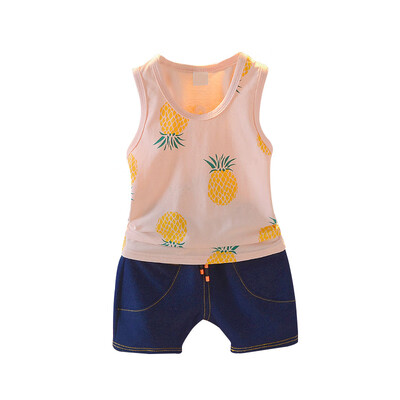 

Baby Kid Boy Clothes Summe Boy Clothing Set Pineapple Sleeveless VestDemin Shorts 2PCs Kids Boy Clothes Set
