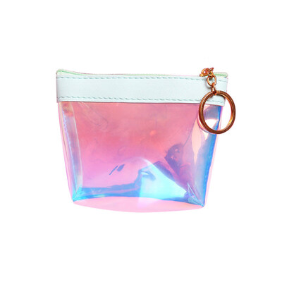

Transparent Laser Faux Leather Coin Purse Women Mini Zipper Wallet Clutch Bag