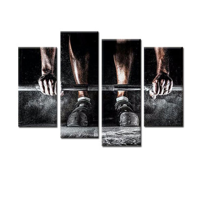 

4 Panels Weight Lifting Oil Painting Wall Pictures Oil Drawing Posters Living Room Hall Office Hotel
