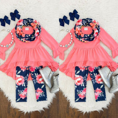 

Boutique Toddler Kids Baby Girl Flower Top Dress Pants Legging Outfit Clothes US