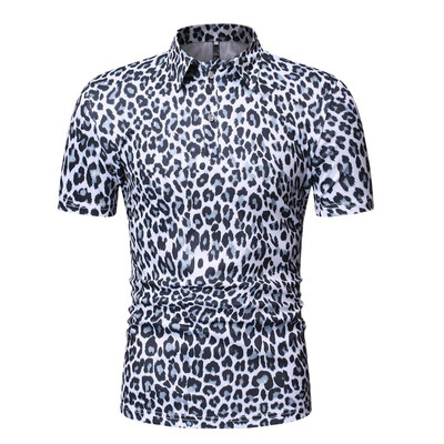 

Toponeto Men Casual Vintage Print Short Sleeve Turn-down Collar T-Shirt Top Blouses