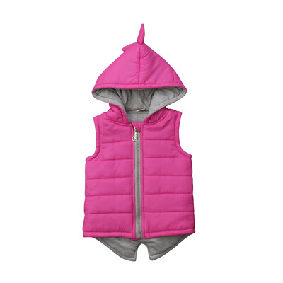 

Winter Infant Kids Baby Girls Dinosaur Vest Zip Hooded Jacket Coat Tops Outerwear Pink Hoodies 6M-7T