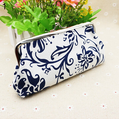 

Women Rectangle Canvas Agrafe Purse Wallet Card Holder Coin Clutch Handbag
