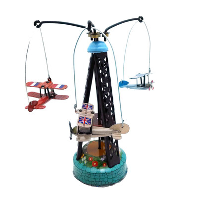 

Home Decoration Clockwork Wind Up Plane Collection Tin Toy Rotating Aircraft Adult Collectible Gift