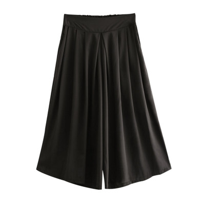 

Pants Women Summer Casual Solid Color Cropped Trousers High Waist Office Lady Capris Pantalon Femme Woman Wide Leg Pants