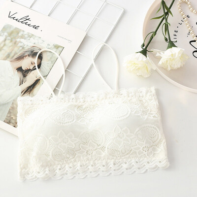 

Lace Embroidered Tube Top Solid Color Tube Top Wrapped Chest Anti-glare Detachable Padded Camisolea