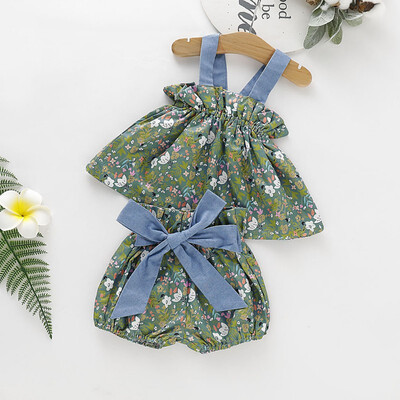 

Newborn Baby Girls Clothes Sleeveless DressBriefs 2PCS Outfits Set Flower Printed Cute Clothing Sets Summer Sunsuit 0-24M