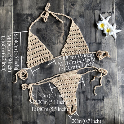 

Women Sexy Micro Thong Mini Bikini G String Swimwear Hand-knit Swim Baechwear