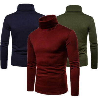 

Mens Soft Roll Turtle Neck Pullover Knitted Jumper Tops Sweater Shirt -2XL New