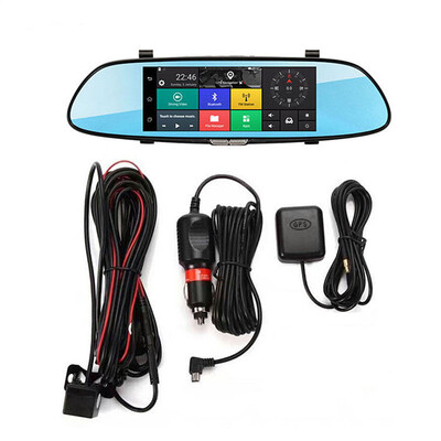 

7" 3G WIFI 1080P HD Dual Lens Car Rear View Mirror DVR Dash Camera GPS Navigator Android Cam
