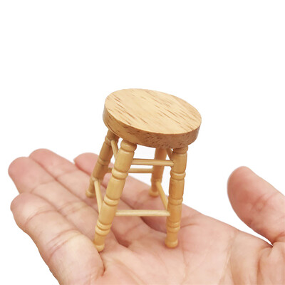 

YIWULA112 Mini Dollhouse Furniture Miniature High Stool Wooden Color Living Room Toy