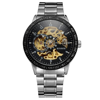 

Winner 8085 Men Fashion Automatic Mechanical Business Wrist Watch Luxury Fashion Military Watch Men Skeleton Dial Stainless Steel