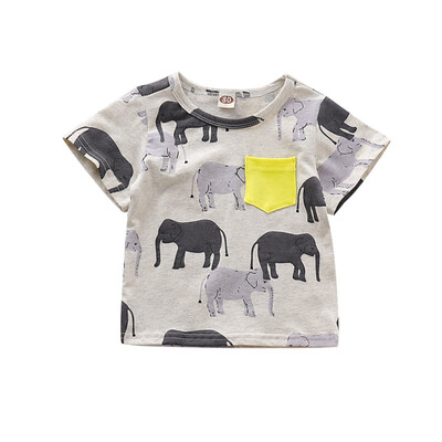 

Summer Baby Boy Tshirts Short Sleeve Animal Elephant Print T-Shirts Kids Tops Tees Casual Shirts