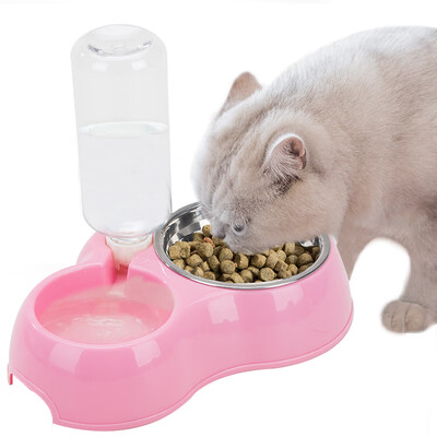 

Hippie dog cat bowl cat bowl dog bowl dog bowl feeding pot rice bowl drinking basin automatic water dispenser pet dog drinking water stainless steel double bowl large dog cat supplies pink large