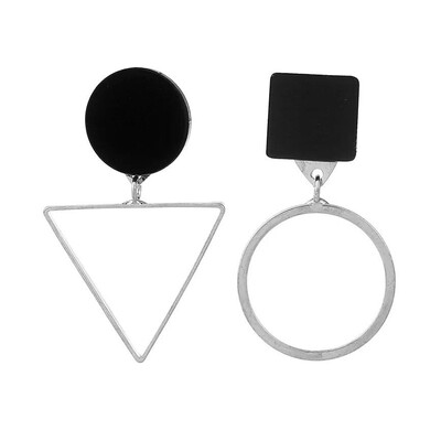 

Women Girls 1 Pair Asymmetric Hollow Earrings Triangular Round Rings Drop Dangle Earrings