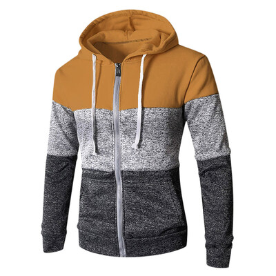 

Toponeto Mens Patchwork Winter Casual Long Sleeve Slim Pocket Fit Hoodies Blouse Top