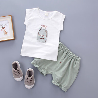

Summer Kids Clothes Baby Boy Girls Casual Short Sleeve Print Vest TopsShorts Suits Costume Set for Kids