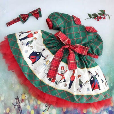 

2Pcs Toddler Kids Baby Girl Christmas Santa Claus Party Lace Tutu Dress Clothes