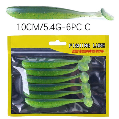 

6pcsset Artificial Bait False T Shape Tail Fish Pattern Soft Lure Fishing Accessories portable fishing lures bait kit