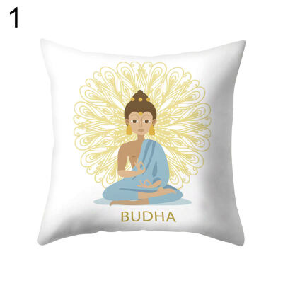 

Cartoon Buddha Lotus Pillow Case Waist Throw Cushion Cover Car Office Home Decor