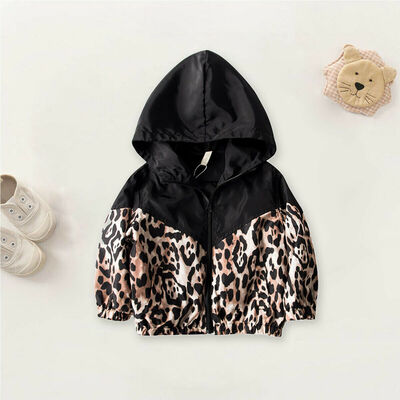 

AutumnWinter Kids Baby Girl Boy Jacket Leopard Hooded Wind Coat Warm Outwear