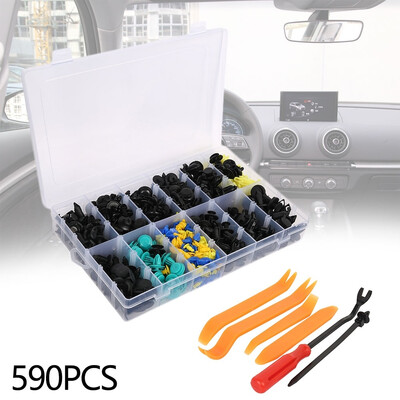 

Willstar 590Pcs Automotive Fastener Rivet Set Car Plastic Push Pins Fastener Clips Rivet Retainer with 5 Removal Tool
