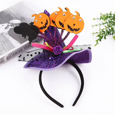 

Kids Witch Hat Buckle Pumpkin Ghost Halloween Props Colorful Witch Headband Hoop