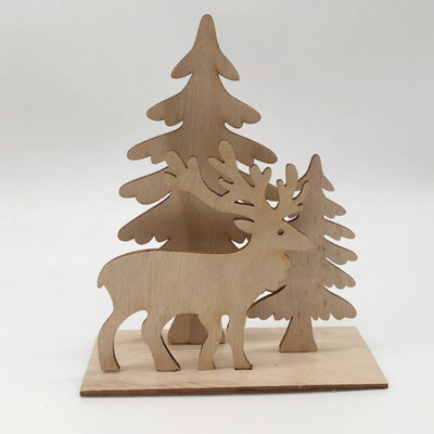 

Christmas Wooden Claus Elk Ornaments Home Table Desk Decor Crafts