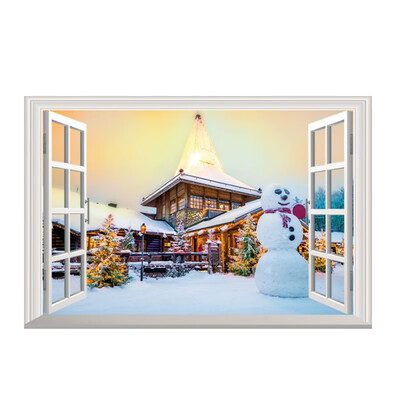 

Romantic Christmas 3D Fake Window Wall Stickers Self-Adhesive Removable Faux Window Wall Decal Christmas Holiday Decor Sticker