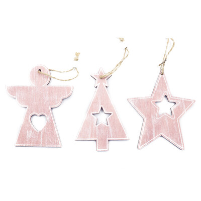

3Pcs Wooden Christmas Tree Hanging Small Pendant Christmas Wood Chip Xmas Tree Decor Ornaments