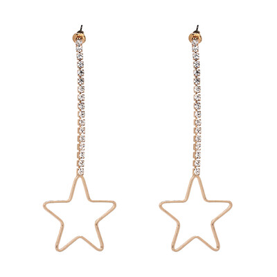

Women Tops Fashion Rose Gold-Color Star & Moon Long Dangle Cubic Zirconia Earrings For Women