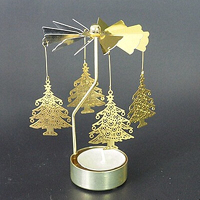 

Gobestart Hot Spinning Rotary Metal Carousel Tea Light Candle Holder Stand Light Xmas Gift