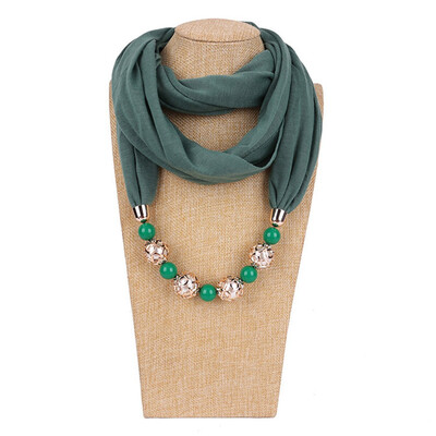 

Retro Ethnic Unique Scarf Necklaces Resin Beads Pendant Neckerchief Statement