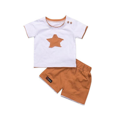 

WEIXINBUY Boys Clothing Set Summer New Fashion 100 Cotton With Five-star Print for Infant Clothes 2pcs Set