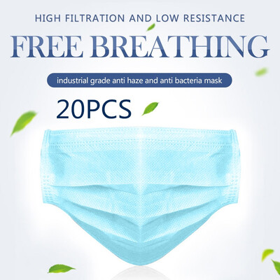 

10pcs20pcs Disposable Non-woven Three-layer Mask Blue Elastic Hang Ear Style Protective Mask