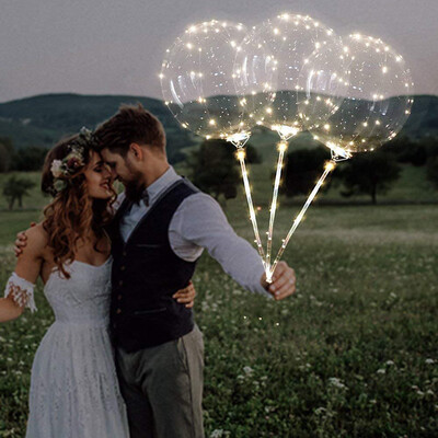 

JPGIF 3Pcs Reusable Luminous Led Balloon Transparent Round Bubble Decoration Party