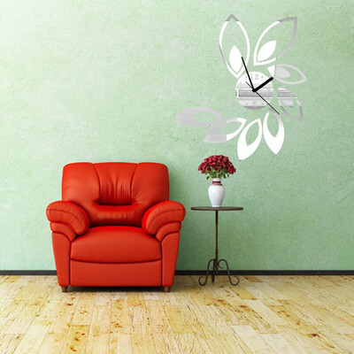 

Gobestart Big Flower Lotus DIY 3D Art Acrylic Mirror Wall Clock DIY Wall Sticker
