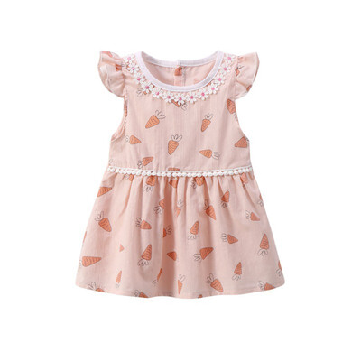 

Summer Casual Baby Girls Floral Pattern Dress Cotton Kids Toddler Flare Sleeve Sundress for 1-6T cute little girl