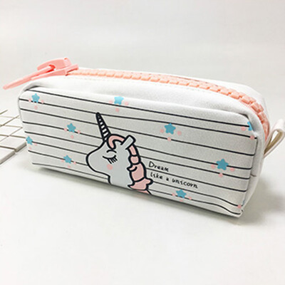 

Unicorn Design Large Capacity Canvas Pencil Case Large Zipper Design Office Pencil Case WT