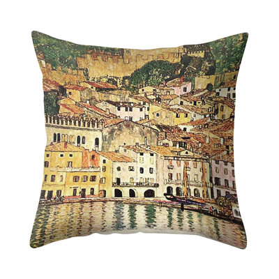 

Vintage Khaki Imagining Figure Painting Pillowcase with Invisible Zipper Home Retro Pillowcase for Living Room Washable