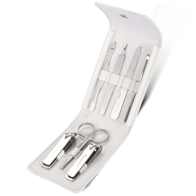 

Korea Kowell Han Kewei Stainless Steel Nail Clipper Set Splash Nail Clip Personal Care Repair Capacity Combination 7 Piece KB708 White