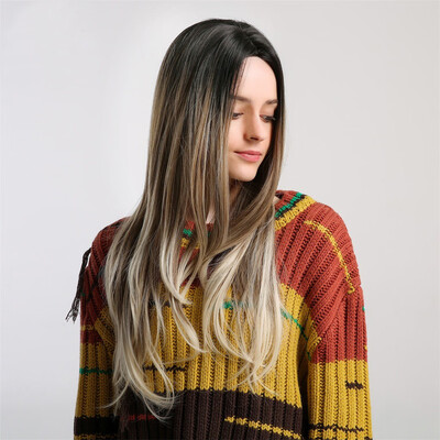 

Gobestart Chemical Fiber Hair Wig Women In The Natural Three-color Gradient Hair Wig
