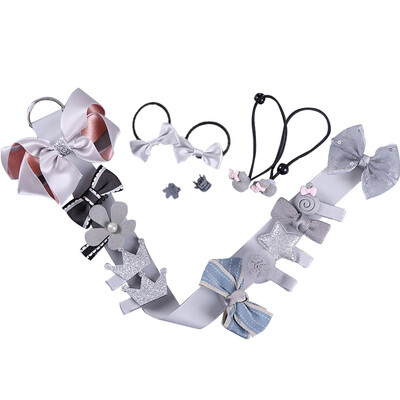 

Baby Girls Hair Tie Ribbon Bow Clips Barrettes Hair Accessory Set for Newborn Toddler Children Bowknot 18Pcs Gift Box Silver