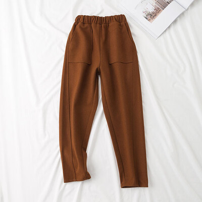 

Women Autumn Woolen Pants Solid High Waist Pencil Pants Ankle Length Trousers Black Suit Pants Pockets Trousers Hot