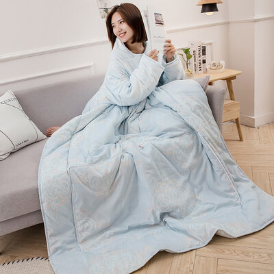 

Gobestart Multifunction Winter Lazy Quilt With Sleeves Warm Thickened Washed Pillow Blanke