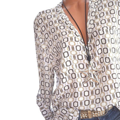 

Womens Shirts Summer Autumn Casual V-neck Loose Chiffon Blouse Women Top Camisa Feminina Long Sleeve Ladies Print Blouses Shirt