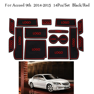 

14PCSSet Gate Slot Pad Mat Replacement for Honda Accord 9th 2014 2015 Car Door Groove Non-Slip Cup Mats Interior Pad