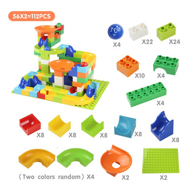

56-224Pcs Big Size Brick Marble Race Run Maze Ball Track Diy Building Blocks Compatible LegoINGly Duploe block toys for children