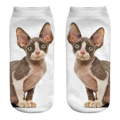 

1Pair Women Low Cut Ankle Socks Funny Socks Cat Cartoon 3D Printing Socks Cotton Hosiery Printed Socks